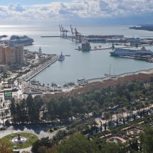 Port of Málaga seen from the fortress Castillo de Gibralfaro